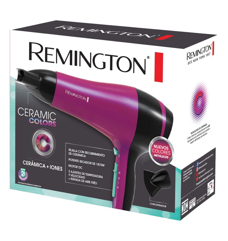 Secador-Remington-Ceramic-Colors-con-Ceramica-y-Iones-D3080R